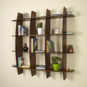 Libreria componibile in legno ARCO - 150 x 30 x 150h cm - finitura Noce
