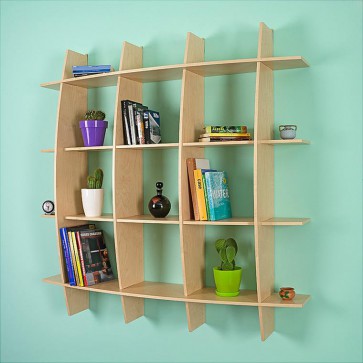 Libreria componibile in legno ARCO - 150 x 30 x 150h cm - finitura Acero