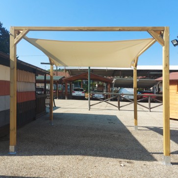 Gazebo in Legno VELA 3x3 m - Legno Lamellare Autoclavato - Telo Pvc compreso