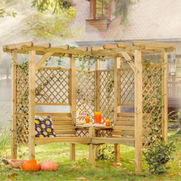 Onlywood Pergola ad Arco angolare MILTON 193 x 193 x 185 h cm - Con Panche