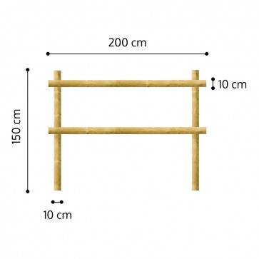 Onlywood Staccionata Valdostana a mezzi pali in Pino Certificato (L 200cm x H 150cm) - Modulo iniziale con 2 piantoni