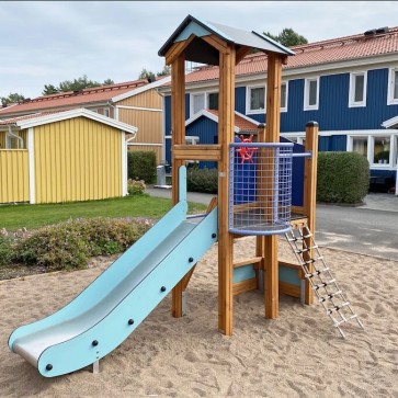 Parco Giochi in Legno di Larice PIXIE Torre con Scivolo - Certificato EN 1176 Uso Pubblico