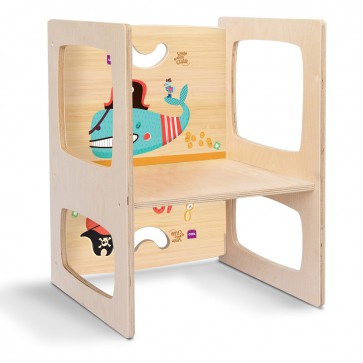 Onlywood Sedia Montessori in legno per Bambini Fantasia PIRATI