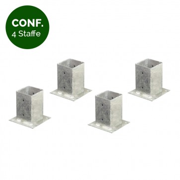 Onlywood Staffe fissaggio a bicchiere per montante 9 x 9 cm - Conf. 4 Pezzi