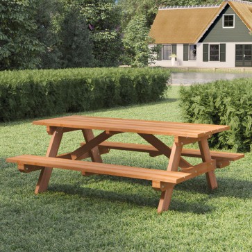 Onlywood Tavolo Picnic in Legno Tropicale HARDWOOD BUSINESS 200 x 160 cm - Con Panche