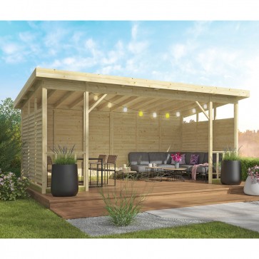 Onlywood Pergola in legno con Pareti Frangivista KRISTINA 560 X 284 x 264 cm