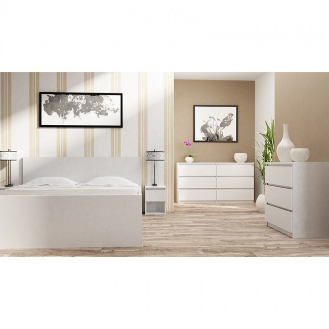 Onlywood Settimino per camera da letto MALWA - 70 x 40 x 77h cm - Bianco -  3 cassetti - Onlywood