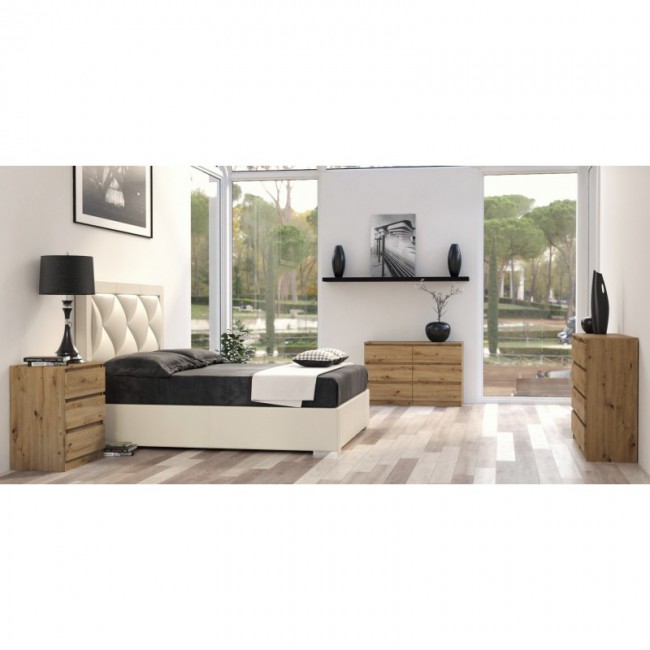 Onlywood Settimino per camera da letto MALWA - 70 x 40 x 112h cm - Rovere -  5 cassetti - Onlywood