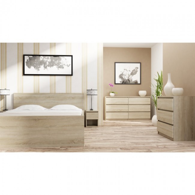 Onlywood Settimino per camera da letto MALWA - 70 x 40 x 97h cm - Rovere  chiaro - 4 cassetti - Onlywood