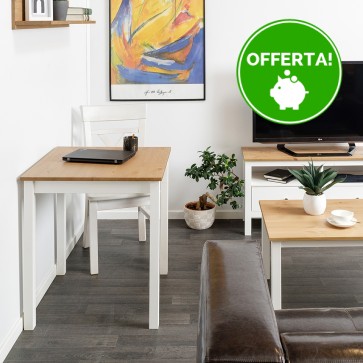 Tavolo in legno Massello Quadrato con finiture Bianche - Dimensioni 68 x 68 x 75 h. cm