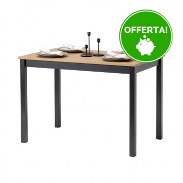 Tavolo in legno Massello rettangolare con finiture Nere - Dimensioni 110 x 68 x 75 h. cm
