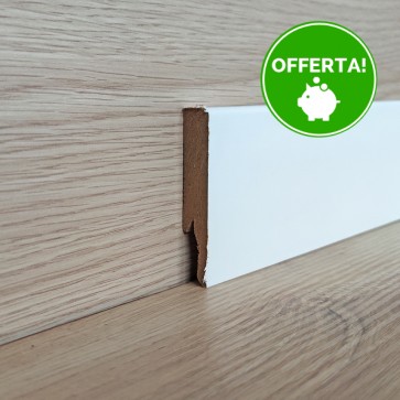Onlywood Battiscopa MDF Bianco Liscio EVE - 14 x 75 mm - Asta da 2,4 m - Verniciabile