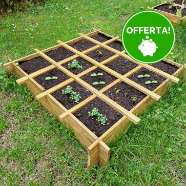 Onlywood Orto Rialzato Legno 16 Scomparti in Pino Trattato 120 x 120 x 18 cm