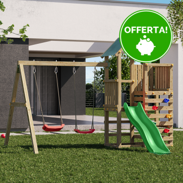 Parco Giochi in Legno Autoclavato Fungoo CHESTER con  Scivolo e Altalene