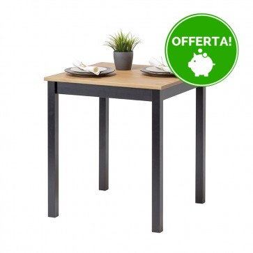 Tavolo in legno Massello Quadrato con finiture Nere - Dimensioni 68 x 68 x 75 h. cm