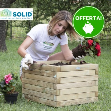 Fioriera in legno BAC 50x50x38 h cm con Rivestimento e Maniglie - Garanzia 5 anni