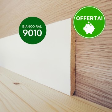 Battiscopa Legno BIANCO Laccato RAL 9010 - 100 x 10 mm - Confezione 5 ML