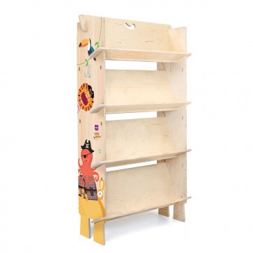 Onlywood Libreria Montessori legno PIRATI con disegni colorati