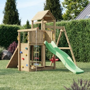 Parco Giochi in Legno Autoclavato Fungoo ACTIVER con  Scivolo e Altalena