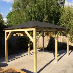 Onlywood Gazebo in Legno KIOSK Tetto in Legno 490x290 cm - Antivento