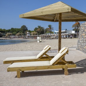 Lettino prendisole singolo SUNBED in legno trattato per l'esterno 200 x 64 x 25 cm