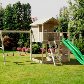 Parco Giochi in Legno Autoclavato Fungoo MOONLIGHT Torre con Altalene e Scivolo