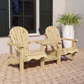 Onlywood Set tavolo e sedie da giardino PARIS in legno di pino impregnato - 175 x 90 x 93 h cm