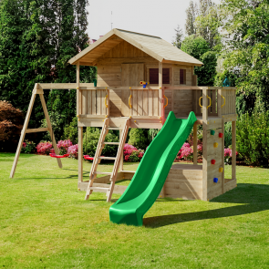 Parco Giochi in Legno Autoclavato Fungoo SUNSHINE Torre con Altalene e Scivolo
