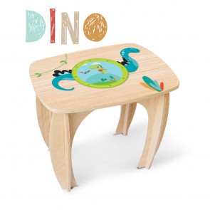 Onlywood Tavolino in legno per bambini DINO con Disegni Colorati