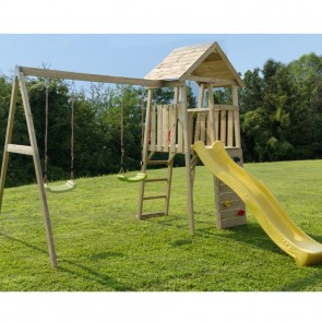 Parco Giochi in Legno Autoclavato KIKKA con Scivolo e Altalena Doppia