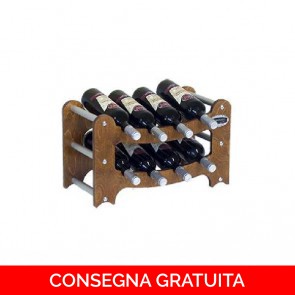Cantinetta portabottiglie in legno GRADINO - 50 x 25 x 30h cm - 8 bottiglie - finitura Noce - Componibile