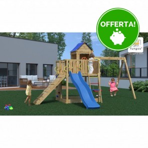 Parco Giochi in Legno Autoclavato Fungoo CASA SULL'ALBERO con  Scivolo e Altalene