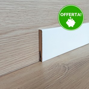 Onlywood Battiscopa MDF Bianco Liscio EVE - 12 x 80 mm - Asta da 2,4 m - Verniciabile