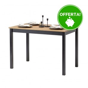 Tavolo in legno Massello rettangolare con finiture Nere - Dimensioni 110 x 68 x 75 h. cm