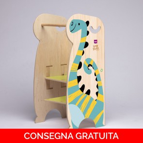Onlywood Torretta Montessori DINO con Disegni Colorati