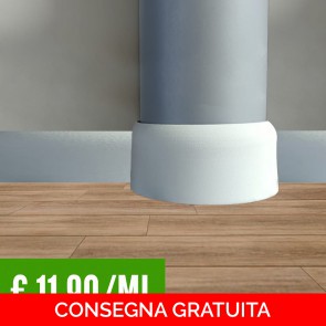 Battiscopa in PVC FLESSIBILE Bianco Impermeabile - 10 x 69 mm - Asta da 2,4 m