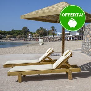 Lettino prendisole singolo SUNBED in legno trattato per l'esterno 200 x 64 x 25 cm