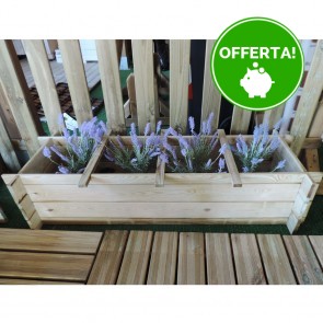 Onlywood Orto Rialzato Legno 4 Scomparti in Pino Trattato 120 x 40 x 27 cm