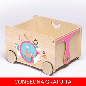 Onlywood Portagiochi Montessori UNICORNI con Disegni Colorati