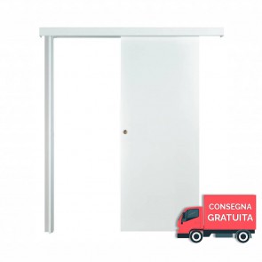 Porta Scorrevole Esterna Reversibile EASY Melaminico Bianco Graffiato h. 210 cm - 2 Dimensioni