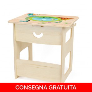 Onlywood Tavolino Montessori DINO con Disegni Colorati