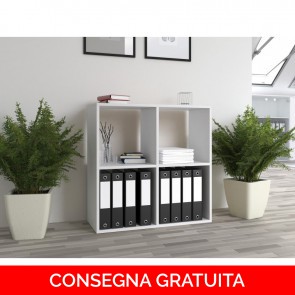 Onlywood Scaffale in Legno Componibile MALAX - 74 x 30 x 75 h cm - Bianco