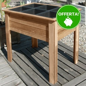 Onlywood Orto in terrazzo SUN in Legno Trattato color Noce 59,5 x 84,5 x 81,5 cm - 6 Vasi
