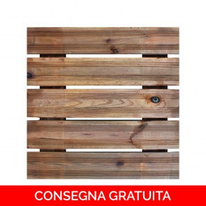 Onlywood Piastrelle in legno da esterno STRONG 50x50x3,8 cm - Pino Verniciato Noce Chiaro