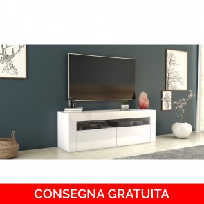 Onlywood Mobile TV in Legno DEKO2D 140 x 40 x 45h cm - Bianco Laccato