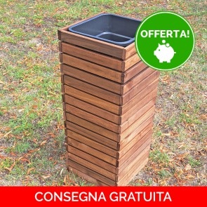 Onlywood Fioriera in Legno Trattato ORCHIDEA 36,5x36,5x80 h cm - Color Noce - Extra Resistenza