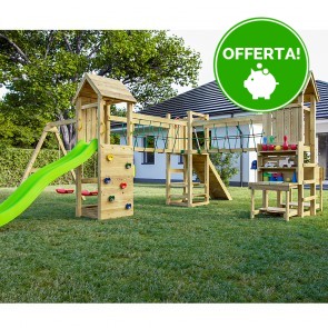 Parco Giochi in Legno Autoclavato Fungoo OPTIMIZER Torre con Altalene e Scivolo