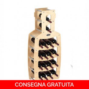 Cantinetta portabottiglie in legno BOTTIGLIA - 50 x 25 x 120h cm -18 bottiglie - finitura Acero