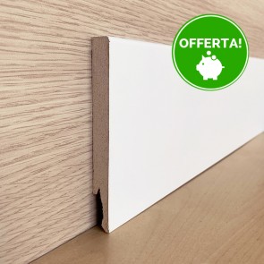Onlywood Battiscopa MDF Bianco Liscio EVE - 14 x 120 mm - Asta da 2,4 m - Verniciabile