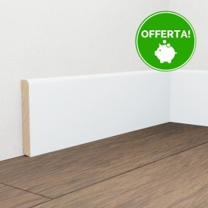 Battiscopa Legno BIANCO Laccato RAL 9016 - 82 x 13 mm - Asta da 2,4 Metri